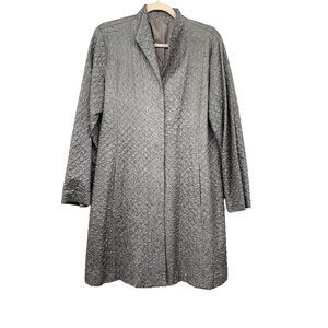 Eileen Fisher Womans Small Crinkle Jacket Pockets Magnetic Snap Closure Gray Sag